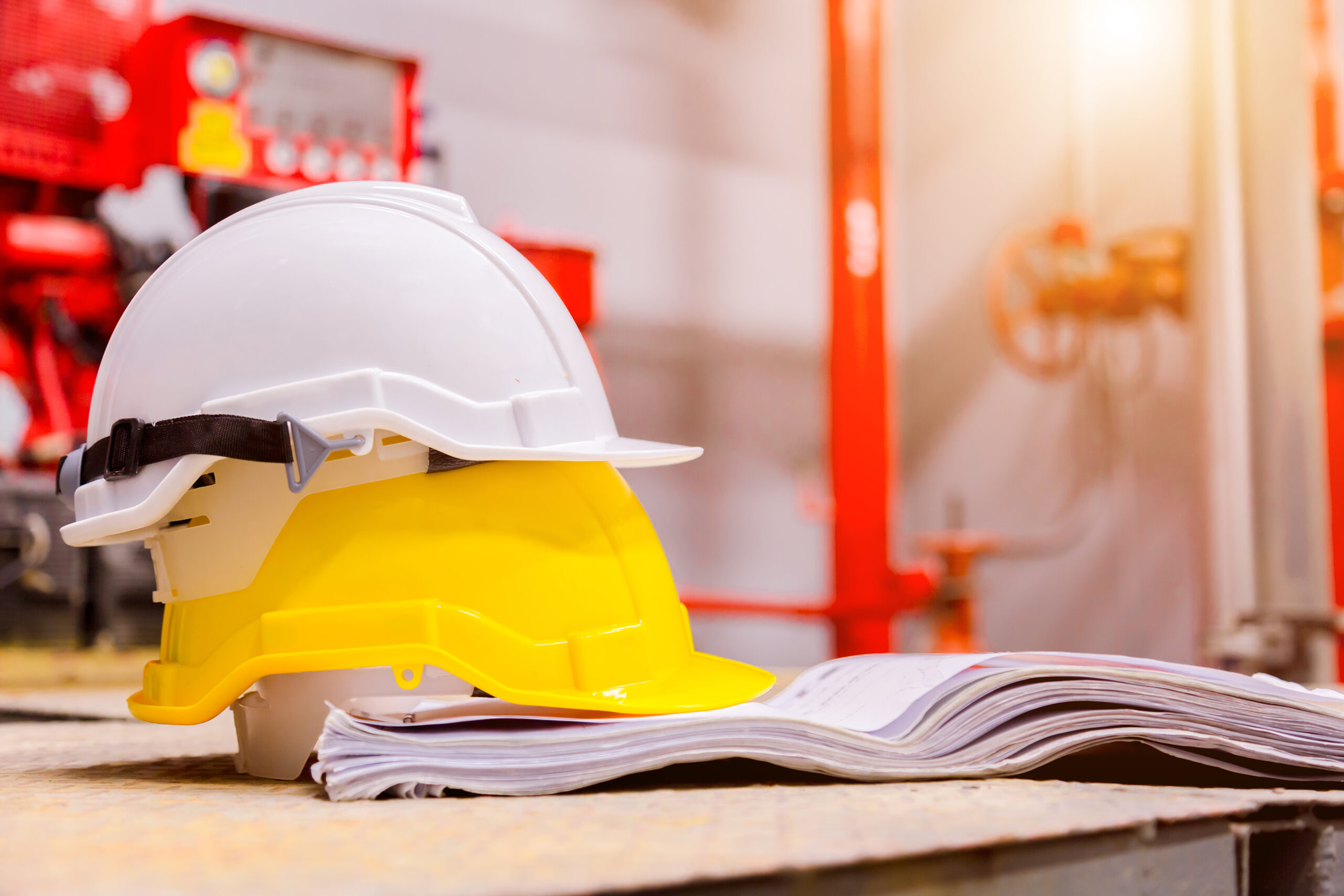 Standard construction safety equipment in control room, Construction and Safety Concept.
